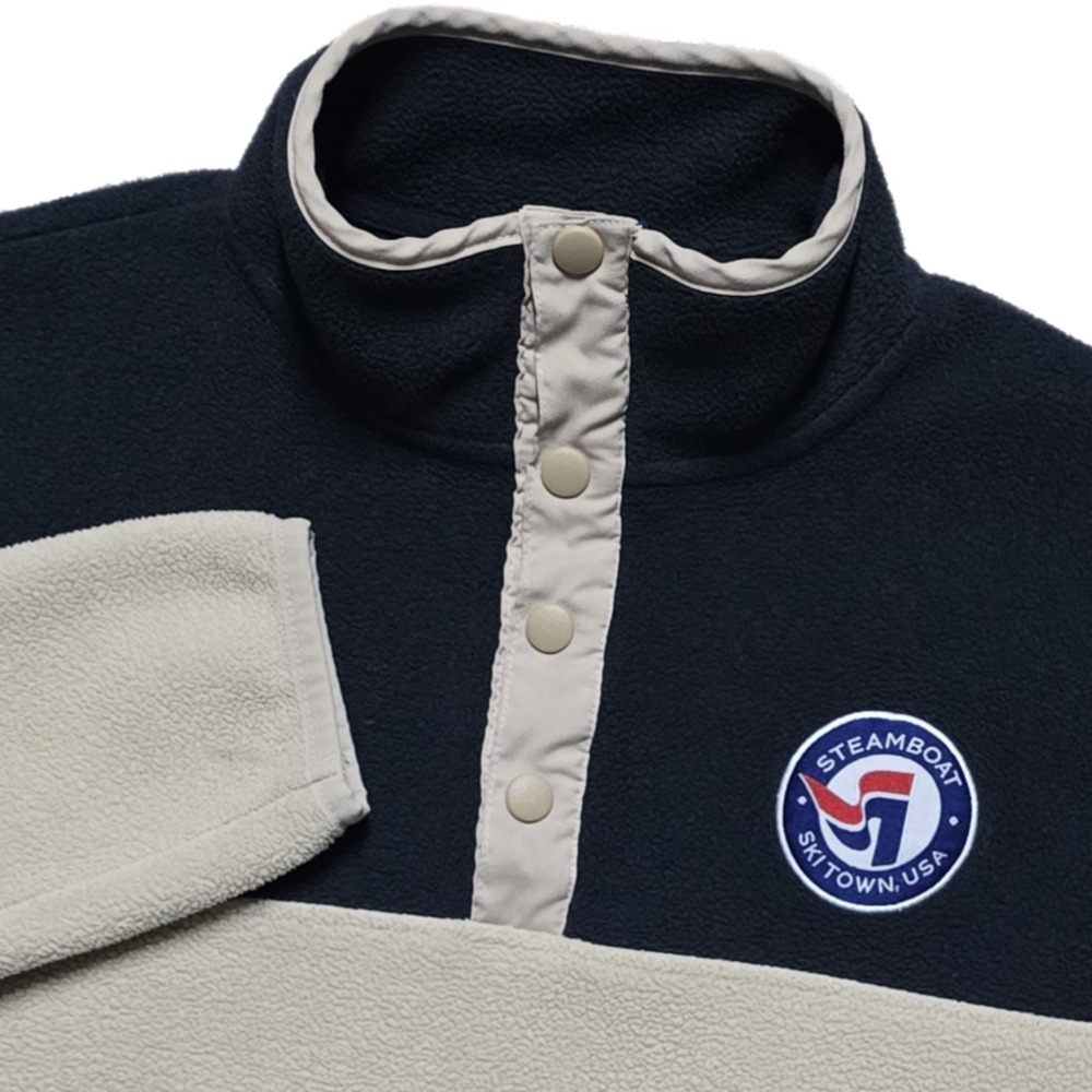 Steamboat Ski Resort USA Fleece Pullover 90s Vintage Style Mens S Colorblock